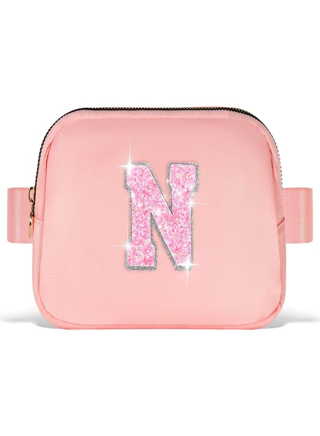 Uygafly Small Waist Fanny Pack Belt Bag for Girls Women Crossbody with Initial, Peach, one size, N - Image 1