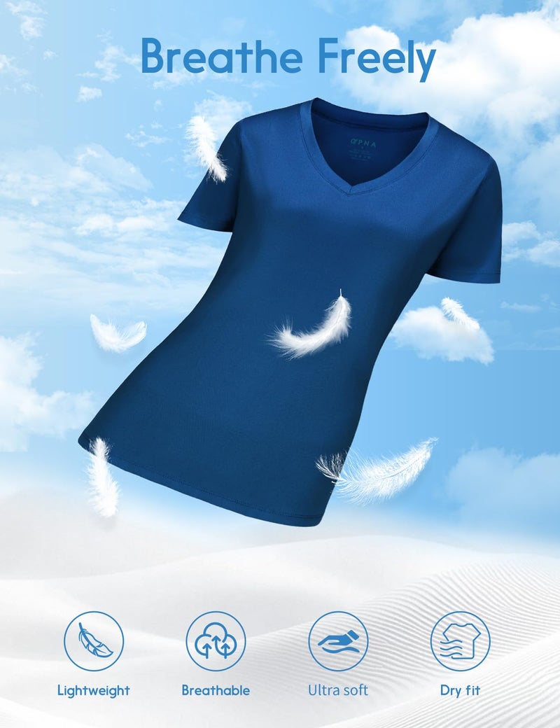 Opna Women's Short Sleeve Moisture Wicking Athletic Shirts Royal - Image 4