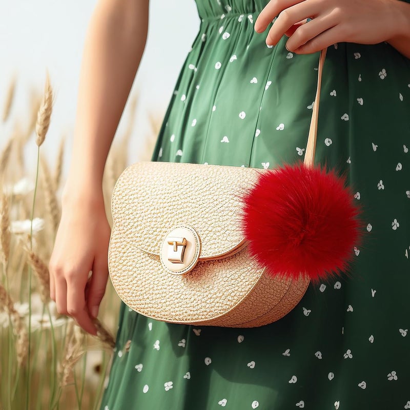 Homtable 12 Pieces Faux Fur Pom Pom Balls Fur Fluffy Pompom Ball with Elastic Loop for Hats Shoes Scarves Gloves Scarves Bag Key Chain Charms Accessories (Bright Red) - Image 5
