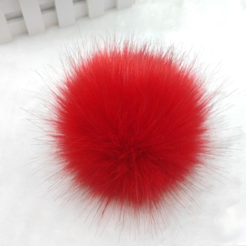 Homtable 12 Pieces Faux Fur Pom Pom Balls Fur Fluffy Pompom Ball with Elastic Loop for Hats Shoes Scarves Gloves Scarves Bag Key Chain Charms Accessories (Bright Red) - Image 3