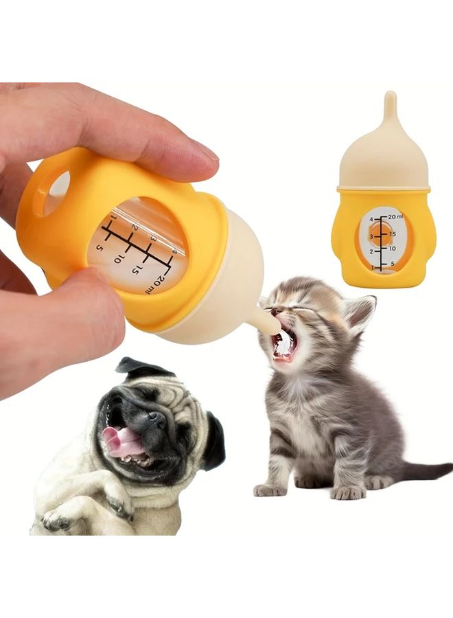 6 Sizes Available Customer Favorite Soft Pet Feeding Bottle With Anti Choke Valve For Kittens And Puppies Locke Yellow 0.68 Oz - Image 1