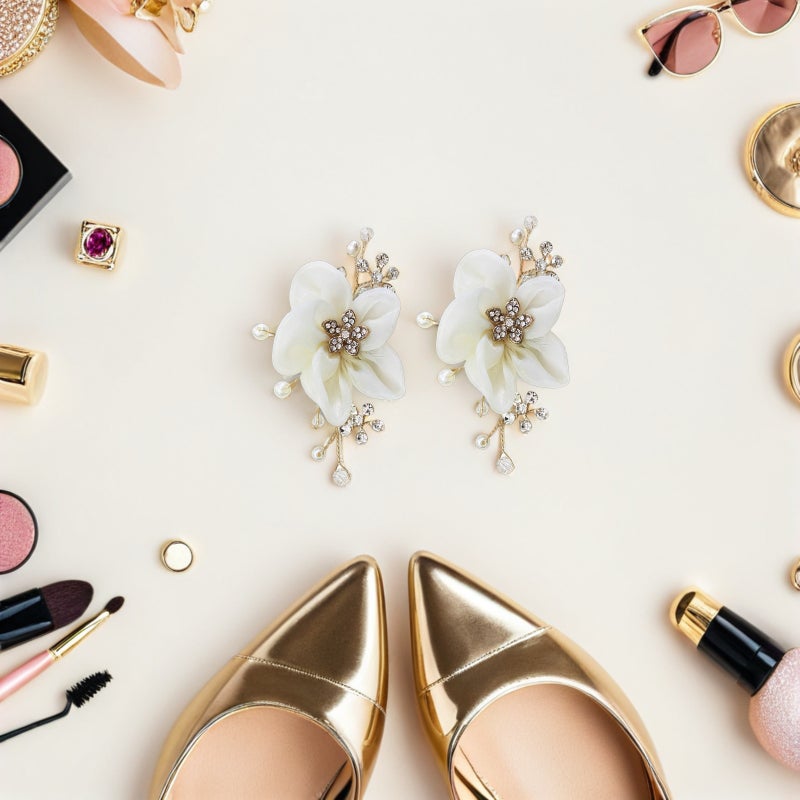 2 Pairs Wedding Flower Shoe Buckle Bride Rhinestone Shoe Clip Shoe Decoration Accessories - Image 3