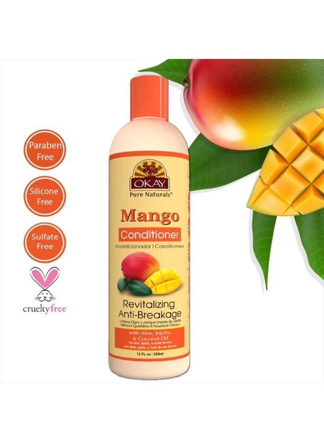 OKAY | Mango Anti-Breakage Conditioner | For All Hair Types & Textures | Revitalize - Repair - Restore Moisture | With Aloe, Jojoba & Coconut Oil | Free of Parabens, Silicones, Sulfates | 12 oz - Image 4