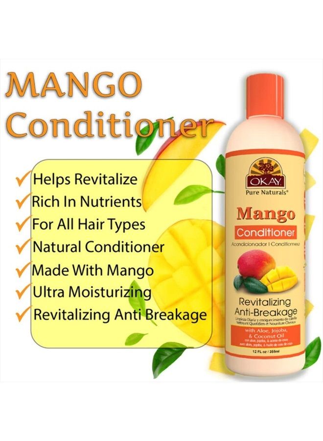 OKAY | Mango Anti-Breakage Conditioner | For All Hair Types & Textures | Revitalize - Repair - Restore Moisture | With Aloe, Jojoba & Coconut Oil | Free of Parabens, Silicones, Sulfates | 12 oz - Image 5