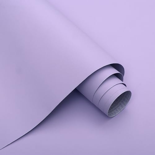 Micpolo 15.7"x118" Purple Wallpaper Peel and Stick Wallpaper for Bedroom Renter Friendly Wall Paper Purple Contact Paper for Cabinet Solid Color Self-Adhesive Removable Wallpaper Matte Vinyl Roll - Image 1