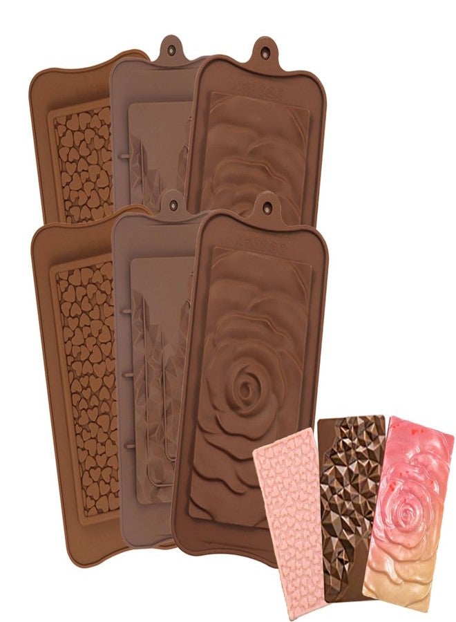 QUDUME 6 PCS Break Apart Chocolate Silicone Molds, Candy Bar Mold Silicone Chocoalte Bar Molds Food Grade Non-Stick Silicone Protein Energy Bar Molds Lover Mothers Fathers DIY Chocolate Mold - Image 1