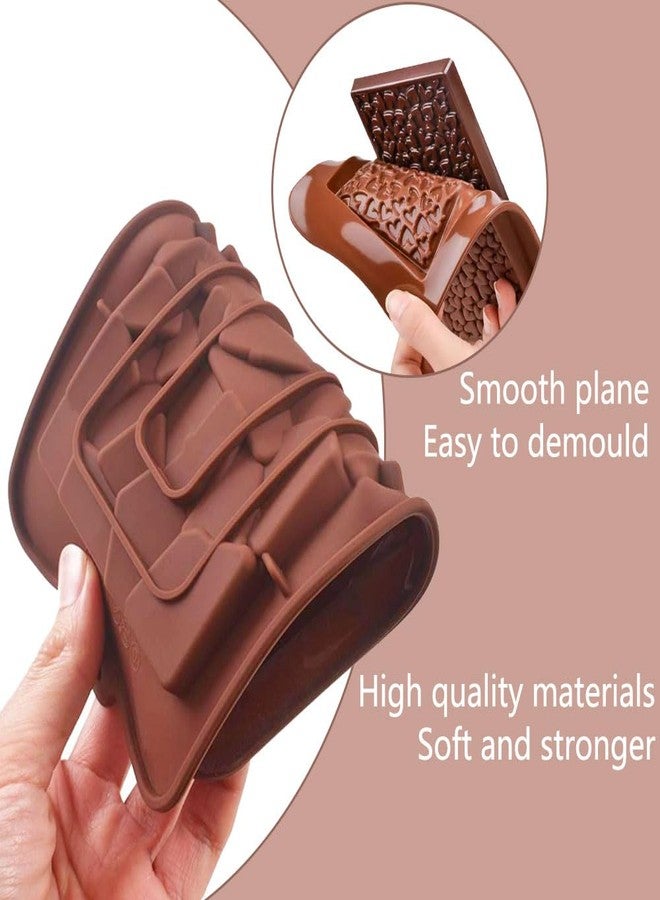 QUDUME 6 PCS Break Apart Chocolate Silicone Molds, Candy Bar Mold Silicone Chocoalte Bar Molds Food Grade Non-Stick Silicone Protein Energy Bar Molds Lover Mothers Fathers DIY Chocolate Mold - Image 4