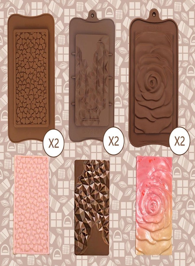 QUDUME 6 PCS Break Apart Chocolate Silicone Molds, Candy Bar Mold Silicone Chocoalte Bar Molds Food Grade Non-Stick Silicone Protein Energy Bar Molds Lover Mothers Fathers DIY Chocolate Mold - Image 3
