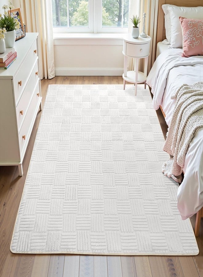 Flagover 5x7 White Washable Shag Area Rug for Girls Bedroom, Modern Geometric Non Slip Living Room Rugs, Fluffy Soft Thick Carpet for Kids Room, Dorm, Office, and Home Decor - Image 2