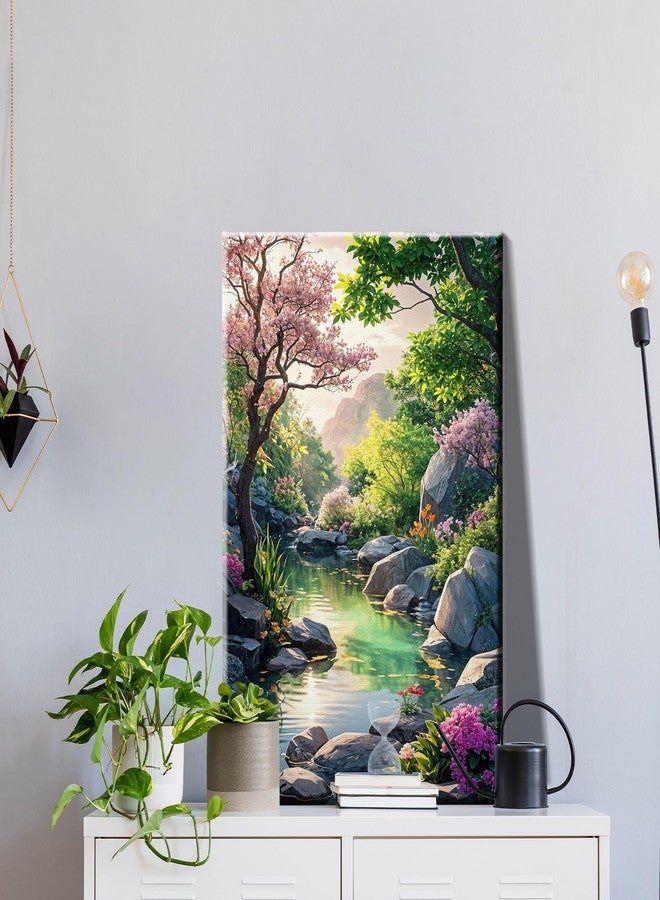 JOOZ مجموعة الرسم بالأرقام من جوز للكبار مع إطار، لوحة رسم المناظر الطبيعية بالأرقام، لوحة رسم الجبال بالأرقام مع حامل، مجموعة رسم الزهور بالأرقام لتزيين جدران المنزل 8 × 12 بوصة - Image 3