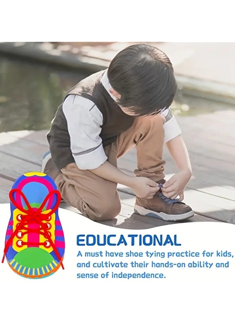Early Educational Shoelace Threading Teaching Toys, Kindergarten Child Learn To Tie Shoelaces Bowknot Painting Puzzle Toy - Image 2