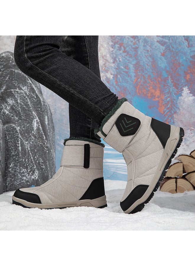 Winter Boys' And Girls' Shoes With Velcro, Thickened Cotton Boots, High-top Warm Snow Boots, Cold-resistant And Cold-proof Big Children's Shoes