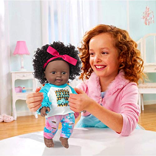 iBayda One-Piece 12 inch Realistic Black Baby Girl Doll Toy African-American Washable Silicone Baby Doll with 2-Sets Doll Clothes - Image 4