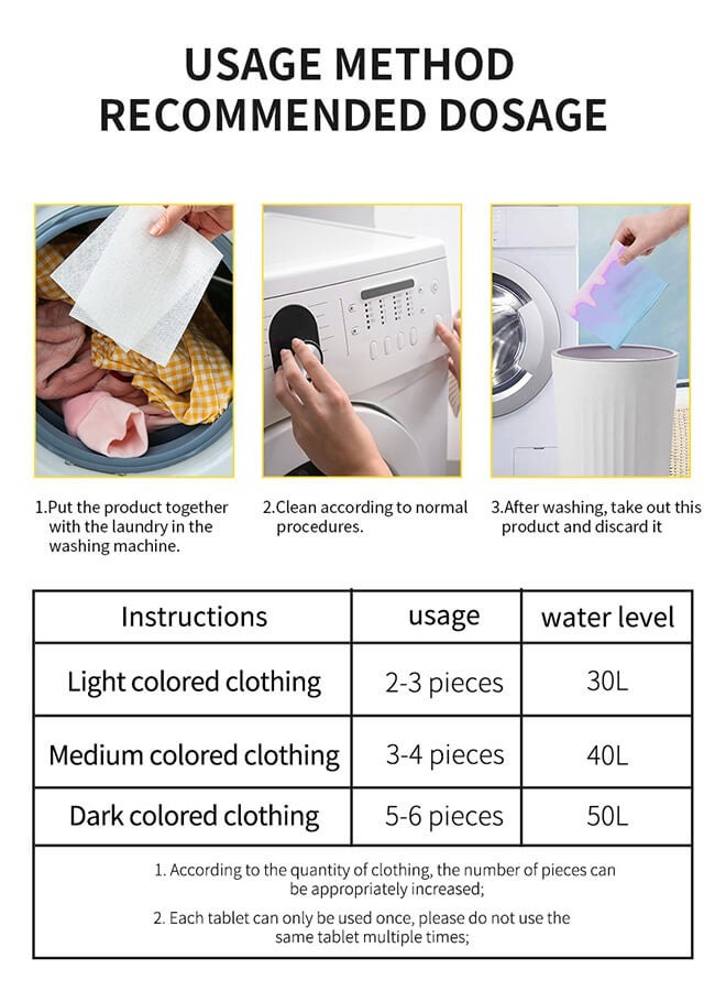 Color Catchers for Laundry, Allow Mixed Washes, Prevents Color Runs and Maintains Original Clothing, 100 Count - Image 4