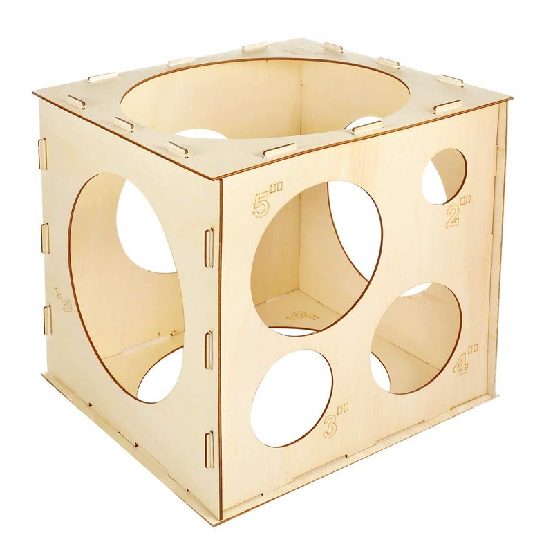 Pllieay 9 Sizes Collapsible Wood Balloon Sizer Cube Box for Balloon Decorations, Balloon Arches, Balloon Columns (2-10 Inch) - Image 1