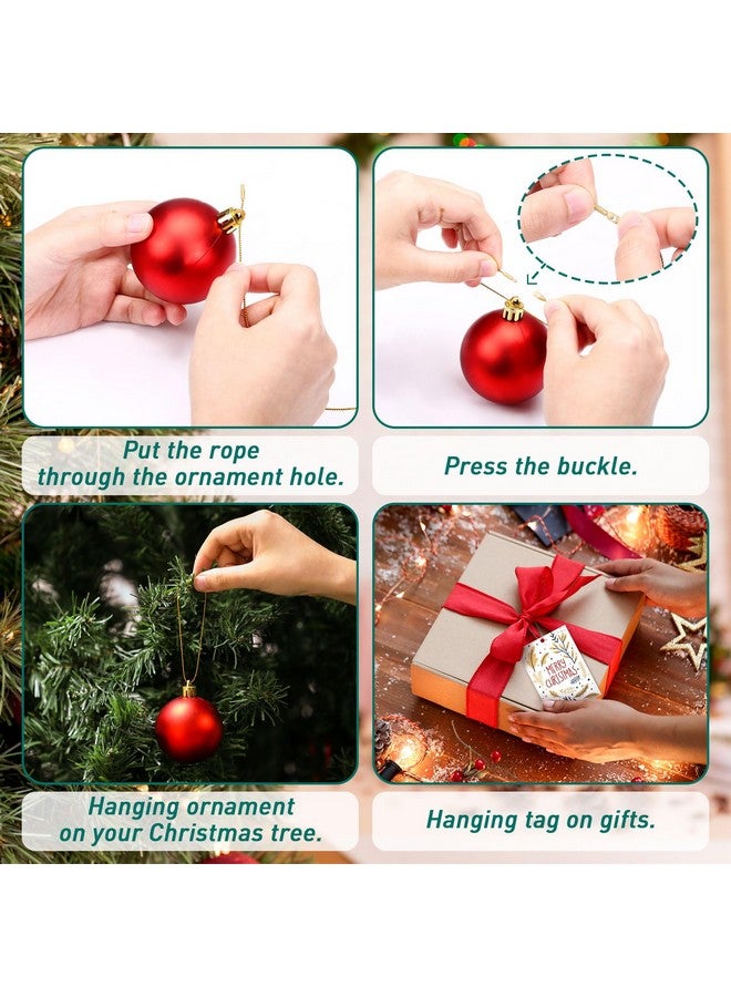 GWHOLE 400Pcs Christmas Ornament Hooks, Chrsitmas Trees Ornaments Hangers String Set with Snap Fastener for Hanging Christmas Ornament Crafts Gift Tag (4 Colors) - Image 3