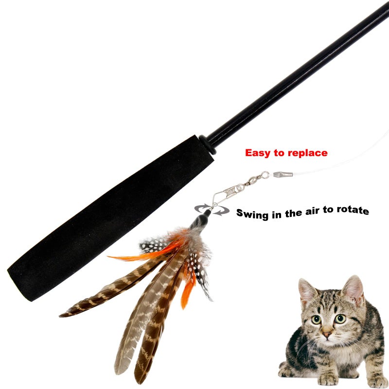 TIENAILING Cat Feather Toys Refills, 6 Pieces Handmade Da Bird Feathers Refill, Cat Wand Replacement Feather for Indoor Cats (B) - Image 3