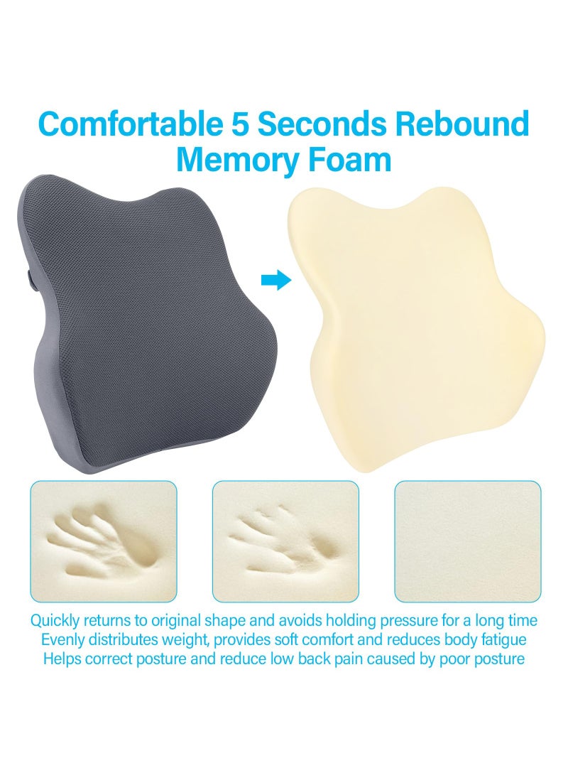 ميون وسادة قطنية مريحة، داعمة للقطنية من إسفنج الذاكرة، وسادة ظهر، وسادة قطنية للكرسي مزودة بشبكة للاستخدام في المنزل، السيارة، المكتب، الكرسي المتحرك، السفر (رمادي فاتح) - Image 2