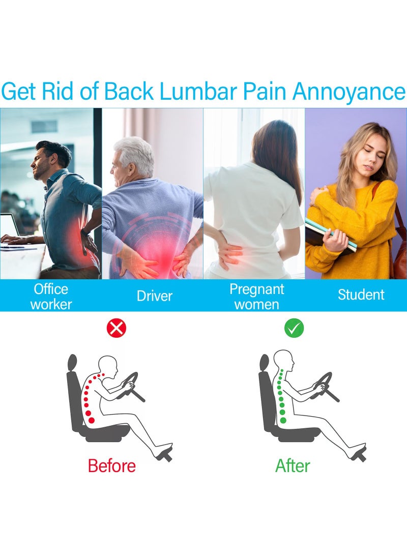 ميون وسادة قطنية مريحة، داعمة للقطنية من إسفنج الذاكرة، وسادة ظهر، وسادة قطنية للكرسي مزودة بشبكة للاستخدام في المنزل، السيارة، المكتب، الكرسي المتحرك، السفر (رمادي فاتح) - Image 4