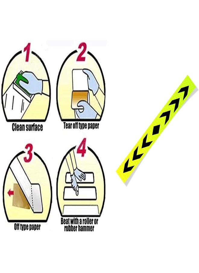 Biella 90cm Visibility Waterproof Yellow Black Arrow Printed Self-adhesive Fluorescence Reflective Warning Stickers For Vehicle (10CM)  - Image 3
