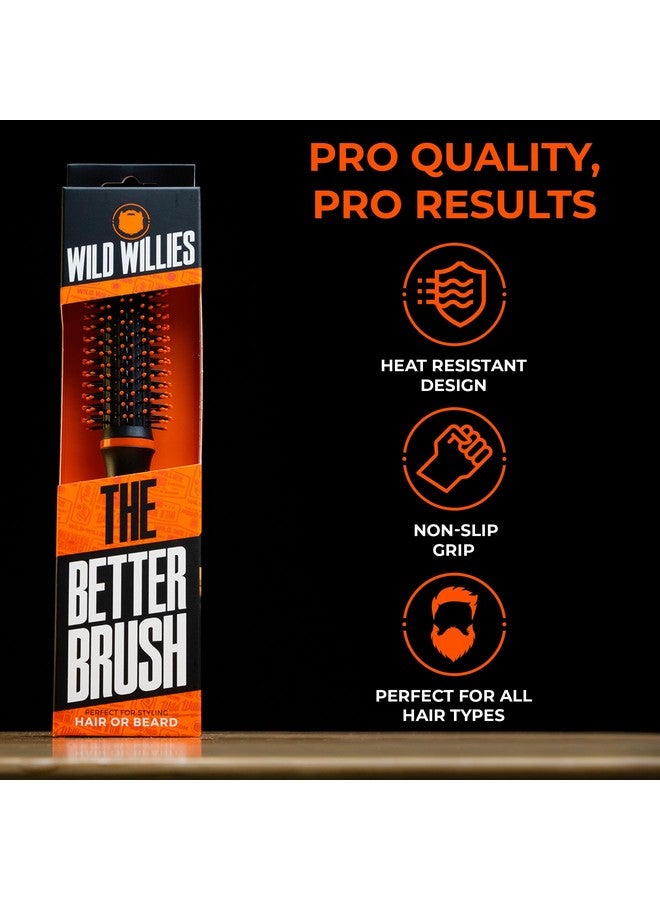 Wild Willies Round Beard Brush, The Better Brush - Round Bristle Beard Hair Brush for Men, Heat-Resistant Curling Comb for Blow Drying - Premium Grooming Tool for Styling Hair or Beard, All Hair Types - Image 4
