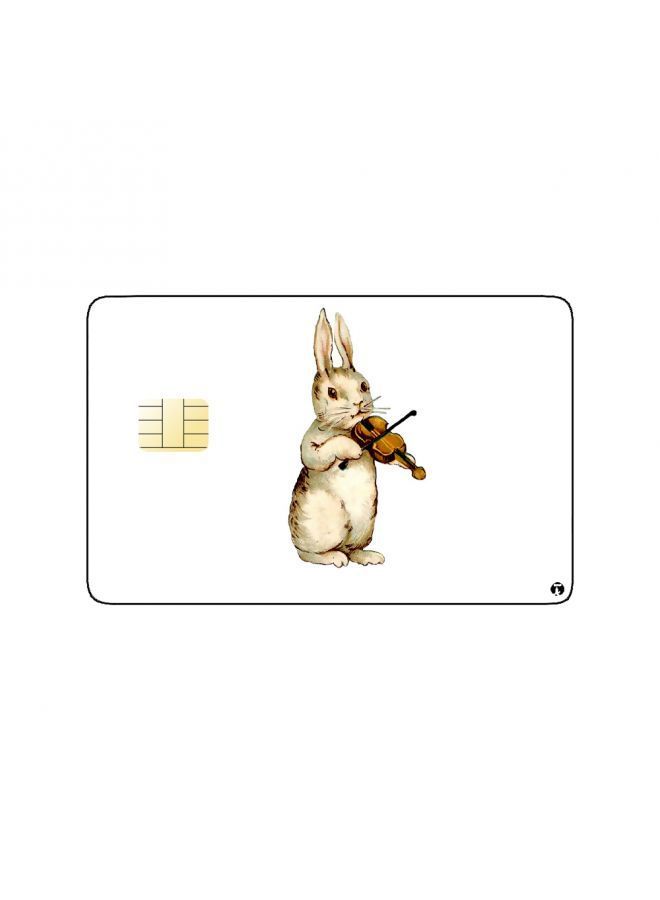 RKN PRINTED BANK CARD STICKER Beautiful Rabbit Vintage Art Playing Violen - Image 2
