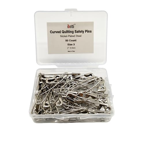 ibotti Curved Safety Pins for Quilting,Basting Pins for Quilting Curved,Size 3,50-Count - Image 1