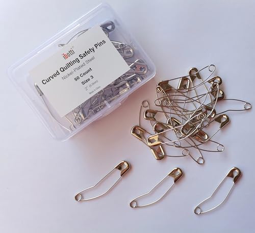 ibotti Curved Safety Pins for Quilting,Basting Pins for Quilting Curved,Size 3,50-Count - Image 3