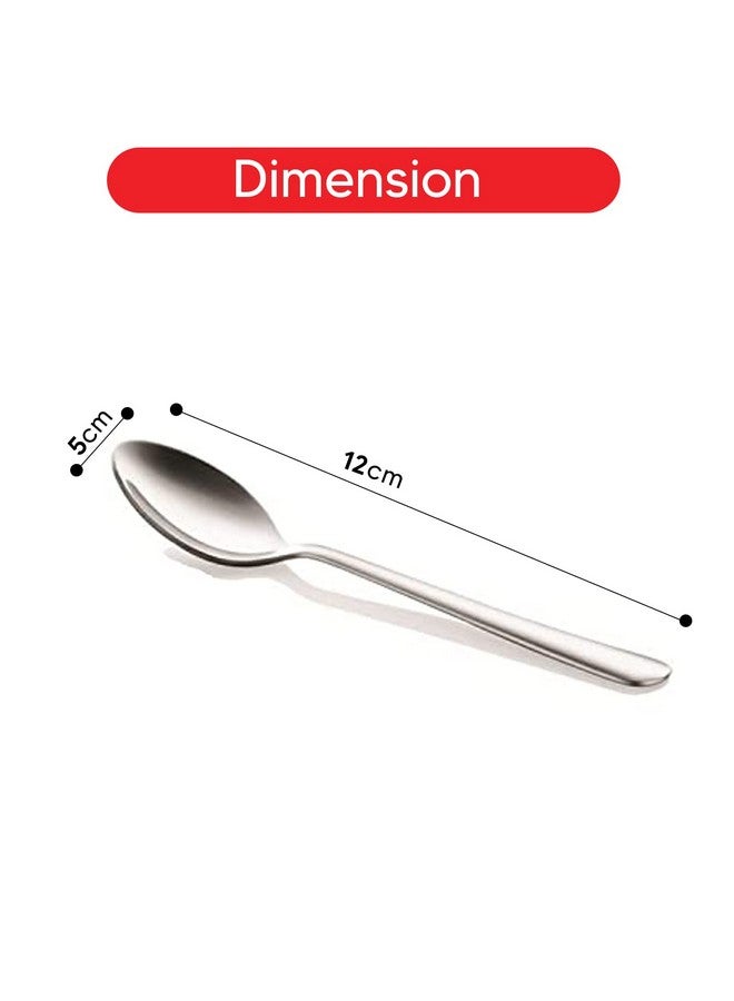 Shapes Artic Stainless Steel Set of 6 Pcs Tea Spoons for Home and Kitchen, Silverware Tea Spoons, Rust Proof High Durable Stylish Dishwasher Safe, Size 12cm X 5cm