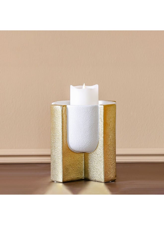 DANUBE HOME Danube Home Mateo Ceramic Dothy Planter - 17.5X17.5X19.5Cm Elegant White & Gold Flower Vase For Home Decor Collection Modern Indoor & Outdoor Decoration Decorative Home Accessories  - Image 3