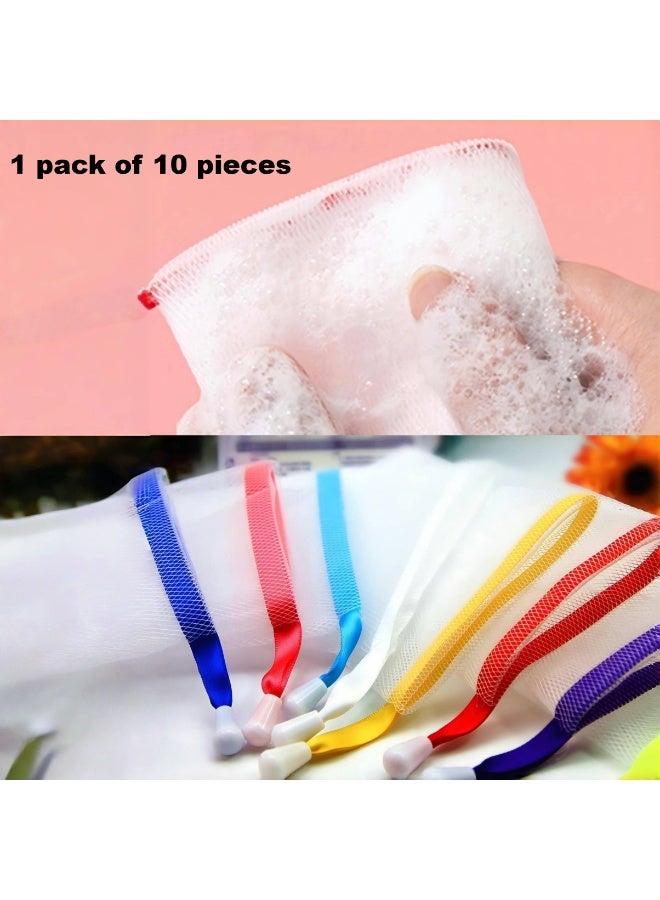 Soap Bag Soft for Shower, Soap Pouch Saver with Drawstring for Foaming and Drying,Hangable (10 pcs mesh soap bag) - Image 1