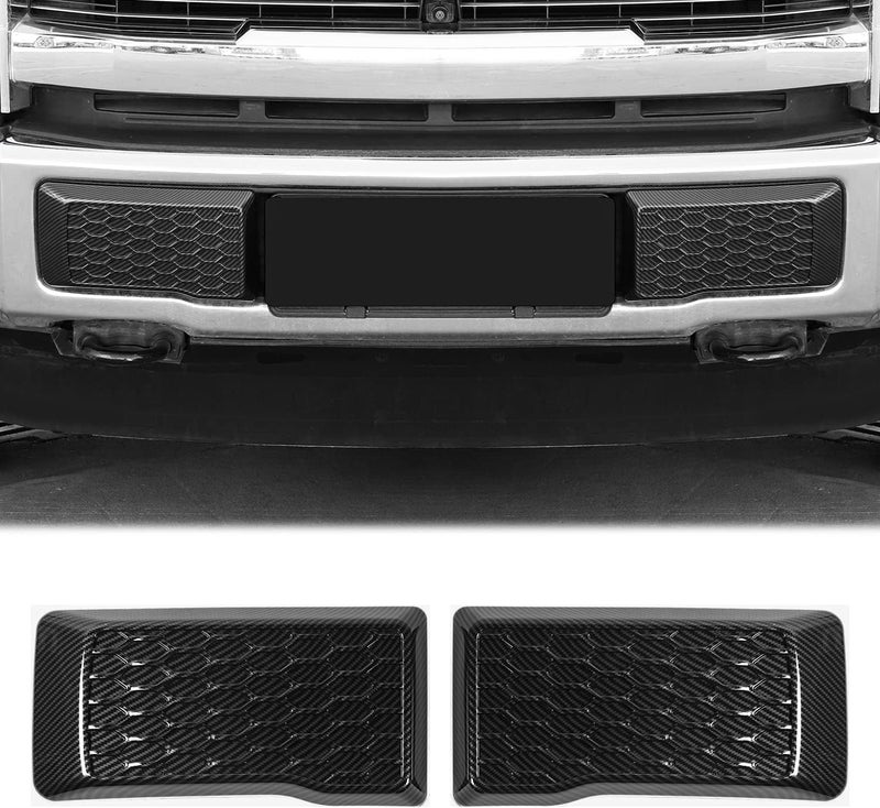 Hoolcar Left & Right Front Bumper Guard Pads Insert Cap Cover for 2015-2020 Ford F150, Carbon Fiber - Image 1