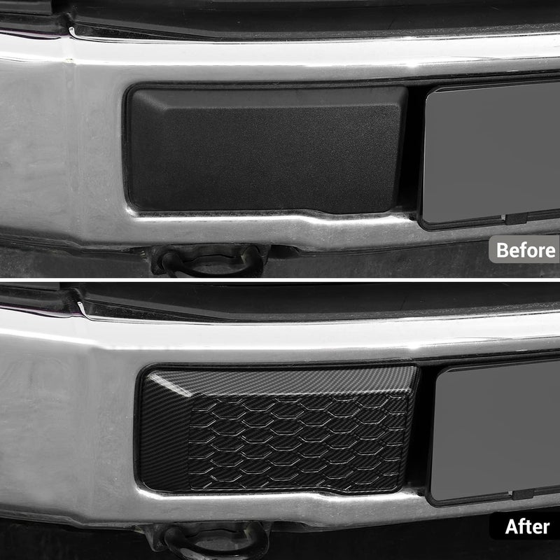 Hoolcar Left & Right Front Bumper Guard Pads Insert Cap Cover for 2015-2020 Ford F150, Carbon Fiber - Image 2