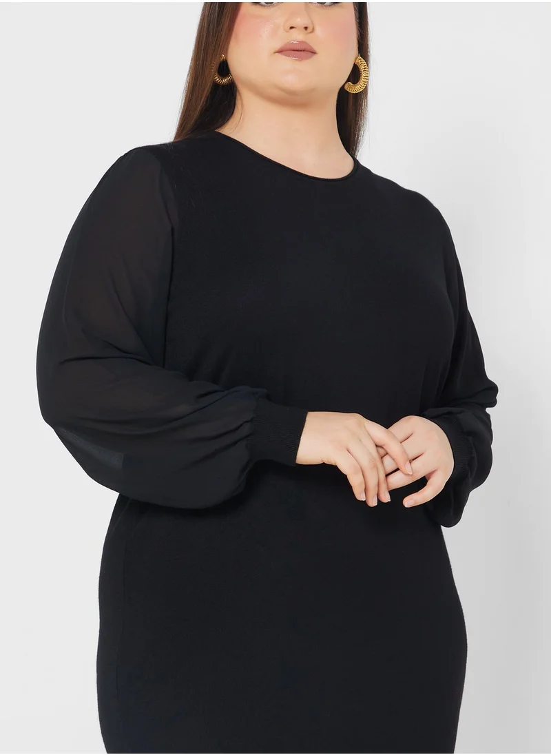 Only Carmakoma Sheer Sleeve Dress