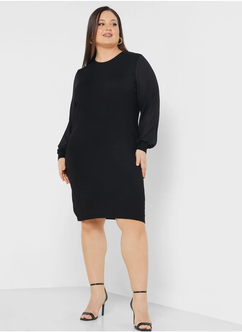 Only Carmakoma Sheer Sleeve Dress
