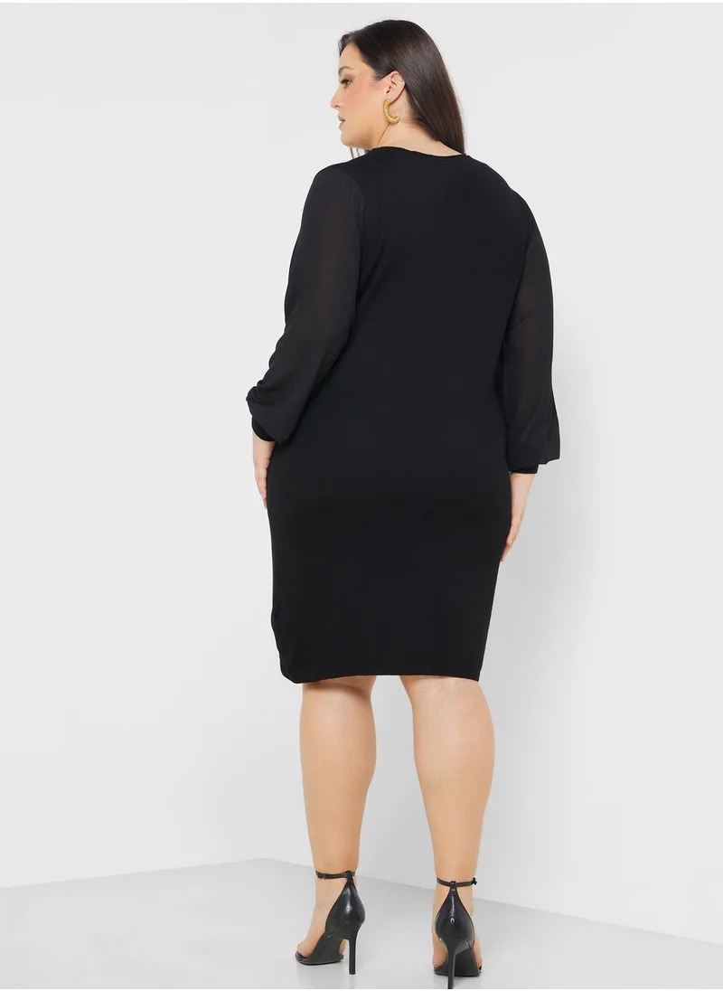 Only Carmakoma Sheer Sleeve Dress