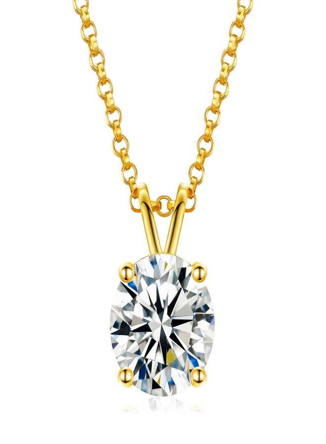 TUHE Moissanite Necklace for Women, 0.1CT-12.0CT Lab Created Diamond Pendant, 18K White/Yellow Gold Plated Sterling Silver, Round Moissanite Pendant, Diamond Solitaire Necklace Gift for Mother Mom - Image 1