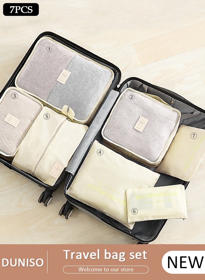 DUNISO 7PCS Travel Storage Bag Set Multi-functional Clothing Sorting Packages Travel Packing Compression Pouche Luggage Organizer Pouch for Moving Traveling - Image 1
