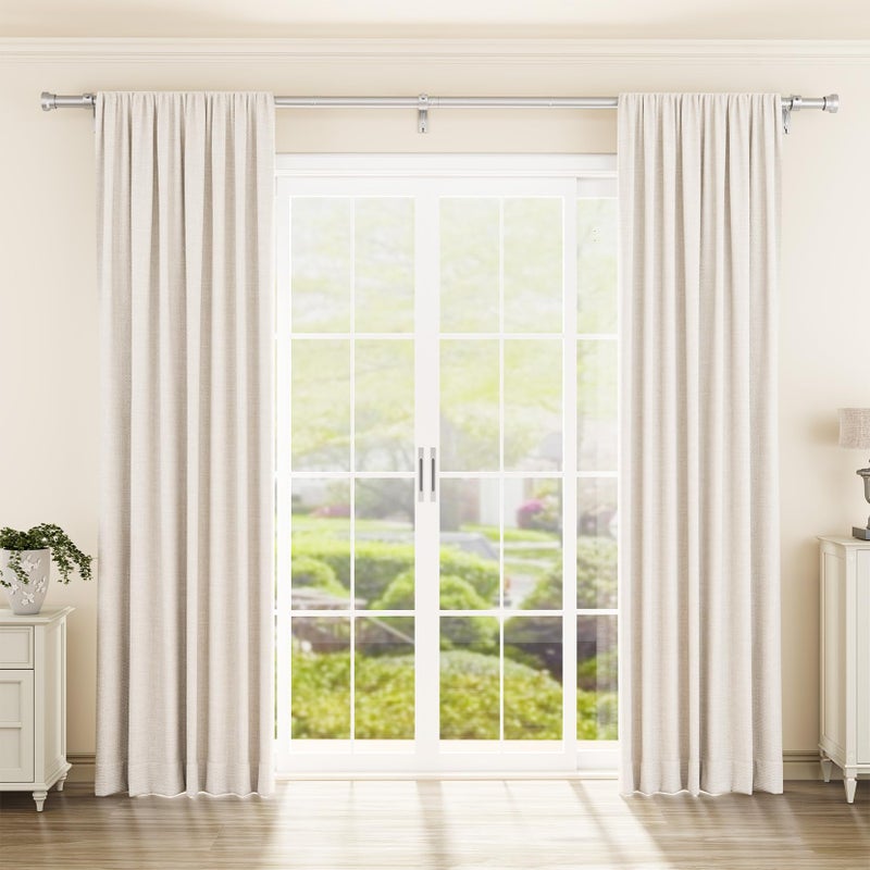 YaFex Curtain Rods 32-144 Inch, Heavy Duty 1 Inch Adjustable Curtain Rod for Windows, Silver Extra Long Window Treatment Rods, Modern Design, Easy Installation - Image 2