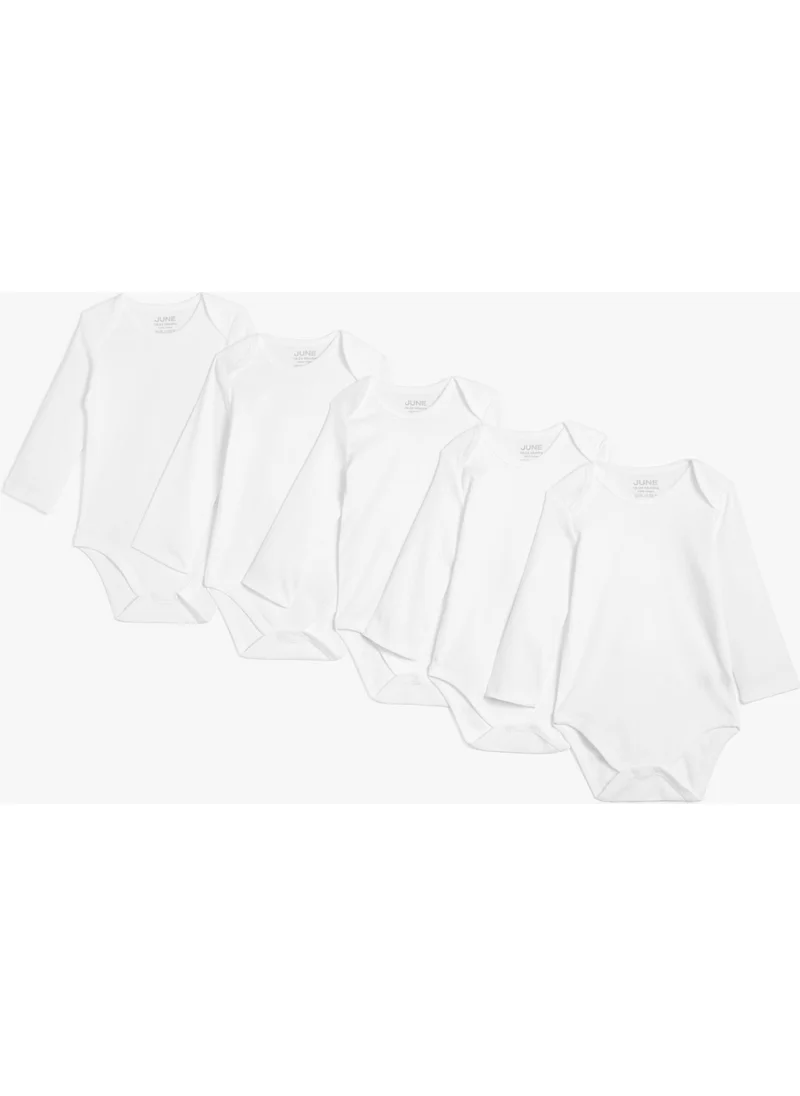 JUNE Baby Basic 5 Pieces Long Sleeve Body White