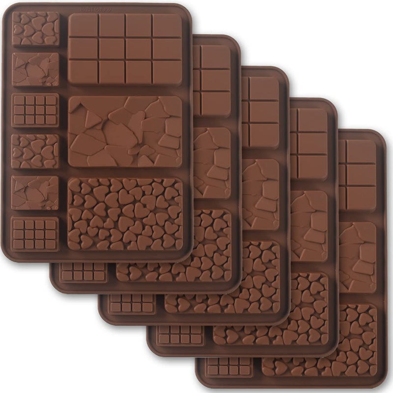Cozihom Break Apart Silicone Chocolate Molds, Chocolate Bar Molds, Homemade Protein and Energy Bar Molds, 5 Packs - Image 1