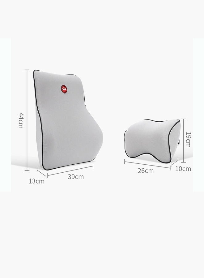 وسادات أسفل الظهر للسيارة ، وظهور مقاعد السيارة ، وسائد رقبة مقعد السيارة ، ومساند رأس إسفنج ميموري فوم للسيارة ، وتوفر دعما للرقبة والظهر ، ورغوة ميموري فوم ، وأغطية قابلة للغسل ، وتصميم مريح لتخفيف آلام الرقبة وأسفل الظهر (رمادي) - Image 3