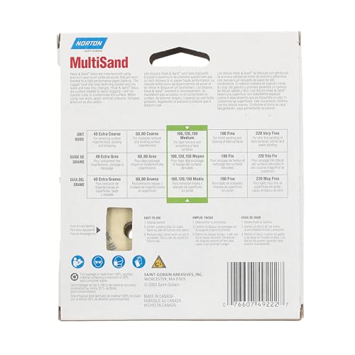 Norton 5" Norton 49222 MultiSand Hook & Loop 8-Hole Sanding Disc, P100-Grit, 25-Pack - Image 2