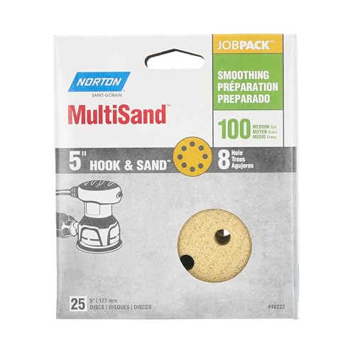 Norton 5" Norton 49222 MultiSand Hook & Loop 8-Hole Sanding Disc, P100-Grit, 25-Pack - Image 3