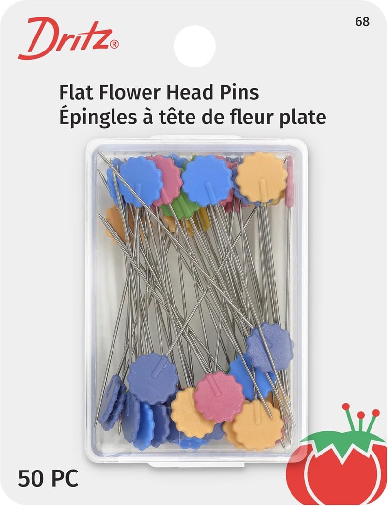 Dritz 68 Flat Head Pins, Flower, 2-Inch (50-Count) - Image 1