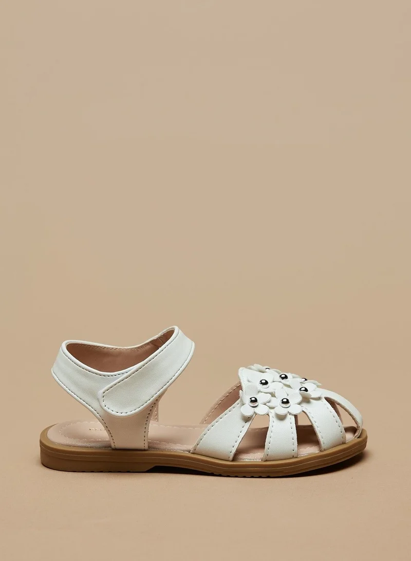 فلورا بيلا Flora Bella Embellished Sandals with Hook and Loop Closure