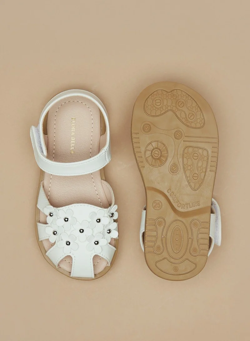 فلورا بيلا Flora Bella Embellished Sandals with Hook and Loop Closure