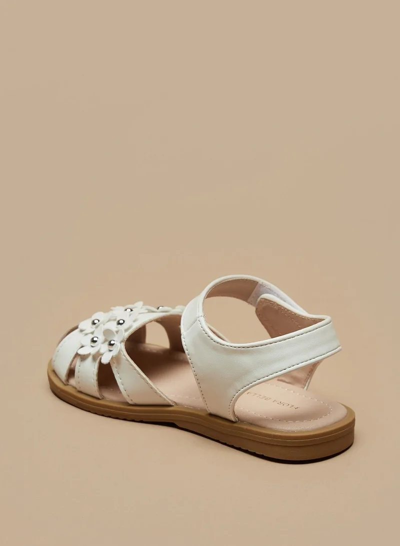 فلورا بيلا Flora Bella Embellished Sandals with Hook and Loop Closure
