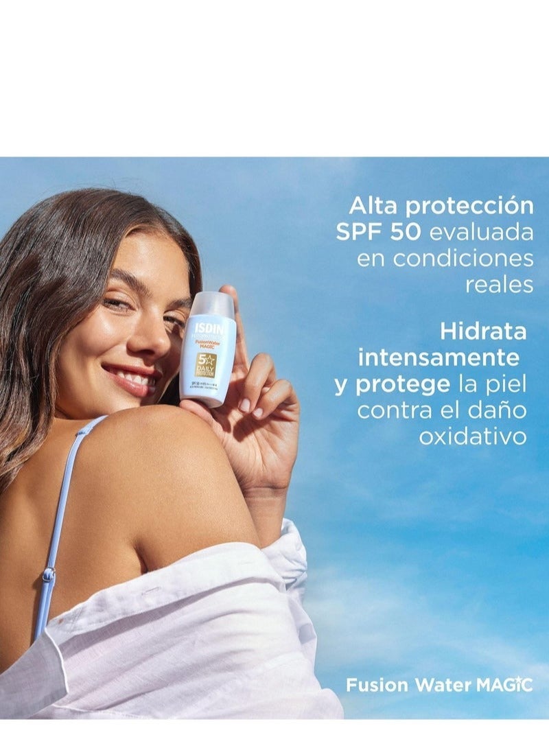 ISDIN Fotoprotector Fusion Water Magic SPF 50 UVB UVA High Protection Sunscreen Lightweight Hydration Non Greasy Skin Care Sunblock for Acne Prone Skin 50 ml - Image 4
