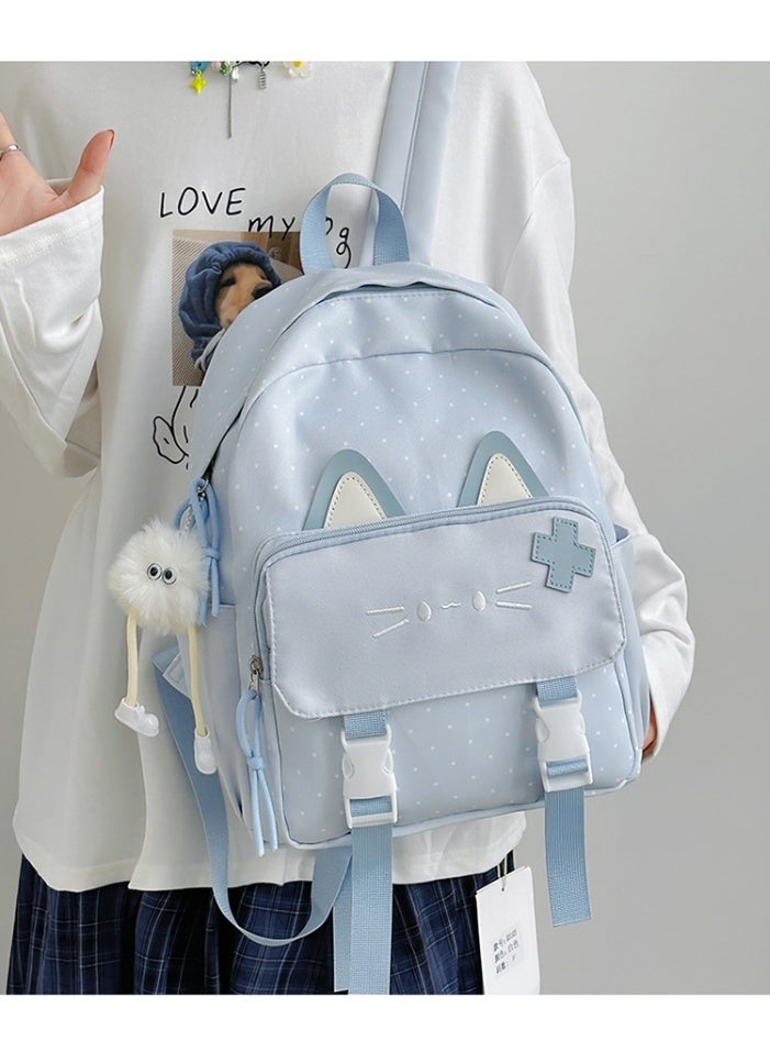 Girls' Lightweight Cat Ear School Backpack for Primary Students, Casual Daypack - Image 2